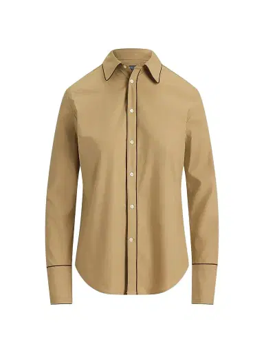 Polo Ralph Lauren Women's Slim-Fit Stretch Cotton Button-Front Shirt - Cafe Tan - Size 8 | Thumbnail 1 Polo Ralph Lauren Women's Slim-Fit Stretch Cotton Button-Front Shirt - Cafe Tan - Size 8 | Thumbnail 1