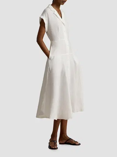 Polo Ralph Lauren Women's Linen Short-Sleeve Midi Shirtdress - White | Thumbnail 2