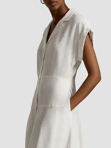 Polo Ralph Lauren Women's Linen Short-Sleeve Midi Shirtdress - White | Thumbnail 5