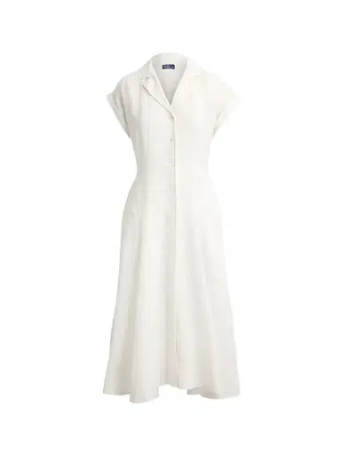 Polo Ralph Lauren Women's Linen Short-Sleeve Midi Shirtdress - White | Thumbnail 1
