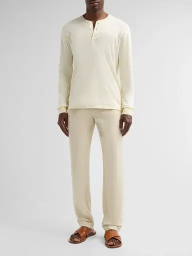 Ralph Lauren Purple Label Men's Drawstring Silk-Linen Pants - Limestone | Thumbnail 2 Ralph Lauren Purple Label Men's Drawstring Silk-Linen Pants - Limestone | Thumbnail 2