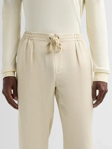 Ralph Lauren Purple Label Men's Drawstring Silk-Linen Pants - Limestone | Thumbnail 5 Ralph Lauren Purple Label Men's Drawstring Silk-Linen Pants - Limestone | Thumbnail 5
