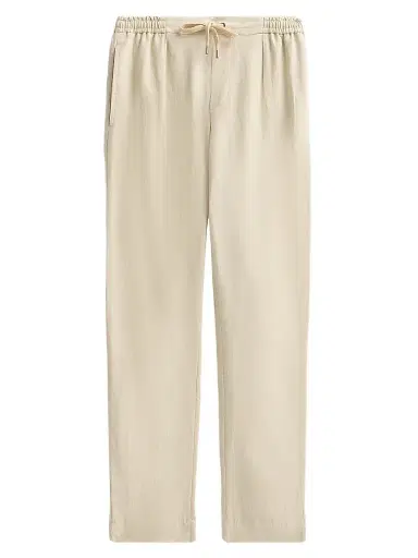 Ralph Lauren Purple Label Men's Drawstring Silk-Linen Pants - Limestone | Thumbnail 1 Ralph Lauren Purple Label Men's Drawstring Silk-Linen Pants - Limestone | Thumbnail 1