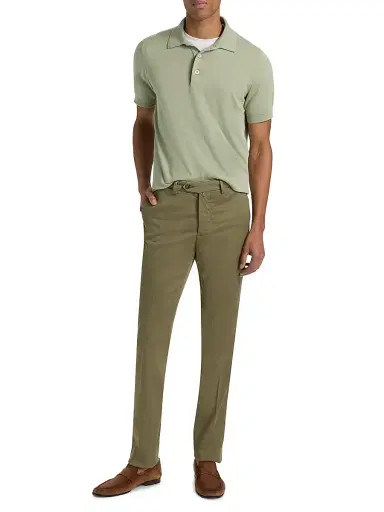 Sartorio Napoli Men's Flat-Front Cotton-Blend Trousers - Olive Green - Size 30 | Thumbnail 2