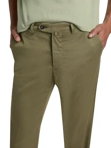 Sartorio Napoli Men's Flat-Front Cotton-Blend Trousers - Olive Green - Size 30 | Thumbnail 6