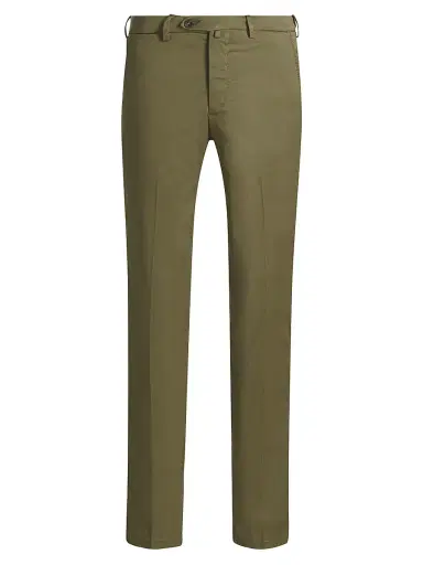 Sartorio Napoli Men's Flat-Front Cotton-Blend Trousers - Olive Green - Size 30 | Thumbnail 1