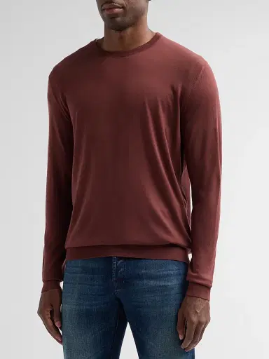 Kiton Men's Fine-Gauge Wool Knit Crewneck Sweater | Thumbnail 4 Kiton Men's Fine-Gauge Wool Knit Crewneck Sweater | Thumbnail 4