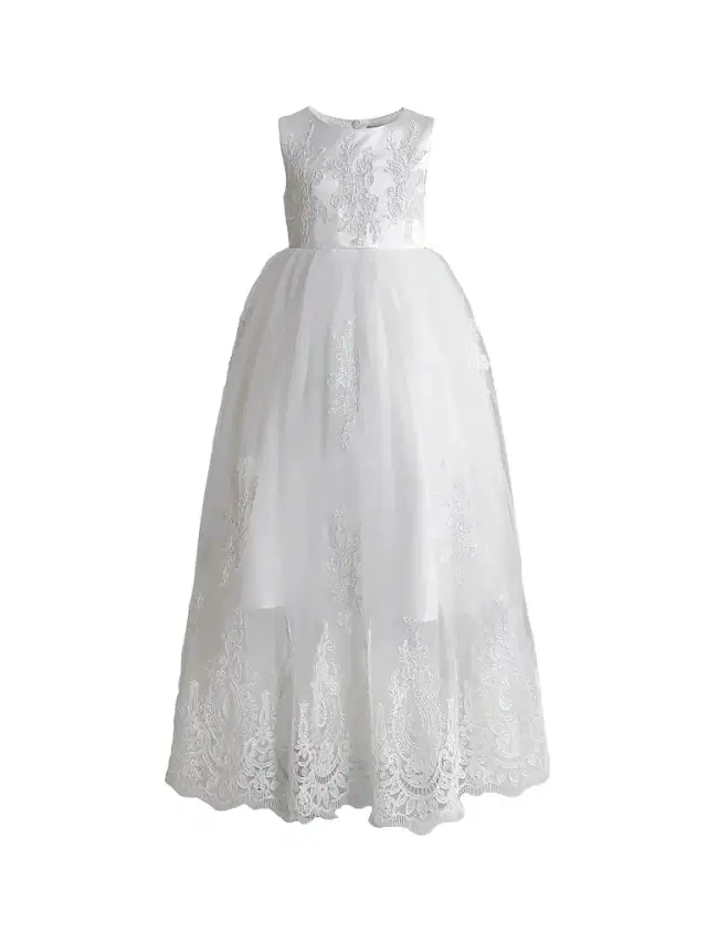 Tulleen Little Girl's & Girl's Lace Tulle Dress - White