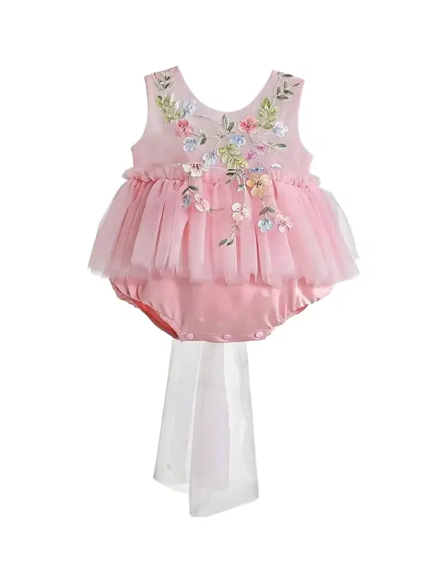 Tulleen Baby Girl's Rosella Floral Romper Dress - Pink 18 Months