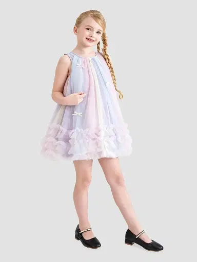 Mimi Tutu Little Girl's & Girl's Pastel Bow Ruffle Dress - Purple | Thumbnail 3