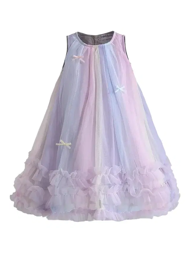 Mimi Tutu Little Girl's & Girl's Pastel Bow Ruffle Dress - Purple