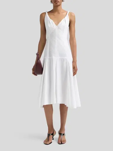 Proenza Schouler Women's Leo Cotton Poplin Midi Dress - Optic White - Size 12 | Thumbnail 2