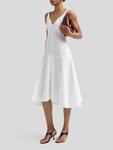 Proenza Schouler Women's Leo Cotton Poplin Midi Dress - Optic White - Size 12 | Thumbnail 4
