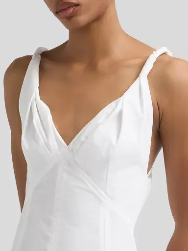 Proenza Schouler Women's Leo Cotton Poplin Midi Dress - Optic White - Size 12 | Thumbnail 5