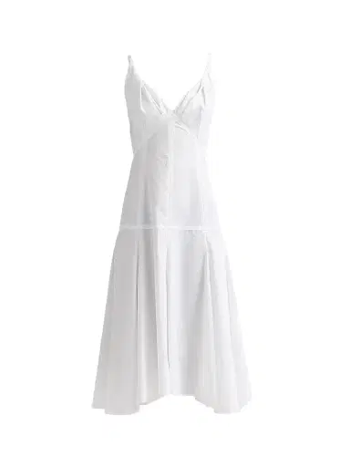 Proenza Schouler Women's Leo Cotton Poplin Midi Dress - Optic White - Size 12 | Thumbnail 1