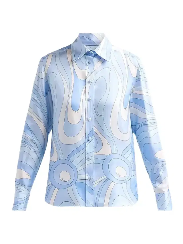 Pucci Women's L'Alba Silk Twill Shirt - Pale Blue