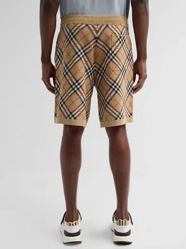 Burberry Men's Gawain Check Knit Shorts - Sand Ip Check - Size Small | Thumbnail 3 Burberry Men's Gawain Check Knit Shorts - Sand Ip Check - Size Small | Thumbnail 3