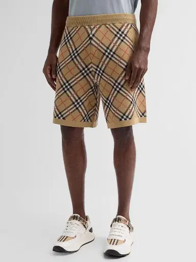 Burberry Men's Gawain Check Knit Shorts - Sand Ip Check - Size Small | Thumbnail 4 Burberry Men's Gawain Check Knit Shorts - Sand Ip Check - Size Small | Thumbnail 4
