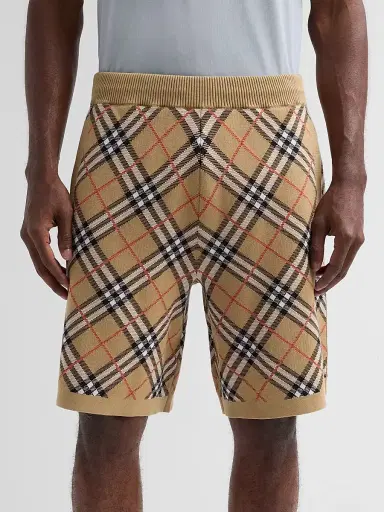 Burberry Men's Gawain Check Knit Shorts - Sand Ip Check - Size Small | Thumbnail 5 Burberry Men's Gawain Check Knit Shorts - Sand Ip Check - Size Small | Thumbnail 5