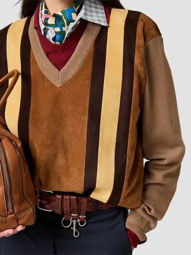 Miu Miu Women's Wool and Suede Sweater | Thumbnail 5 Miu Miu Women's Wool and Suede Sweater | Thumbnail 5