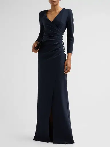 Chiara Boni La Petite Robe Women's Wiesa Gathered Long-Sleeve Gown - Dark Midnight | Thumbnail 2