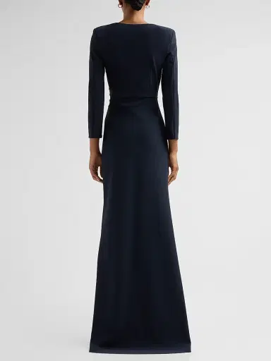 Chiara Boni La Petite Robe Women's Wiesa Gathered Long-Sleeve Gown - Dark Midnight | Thumbnail 3
