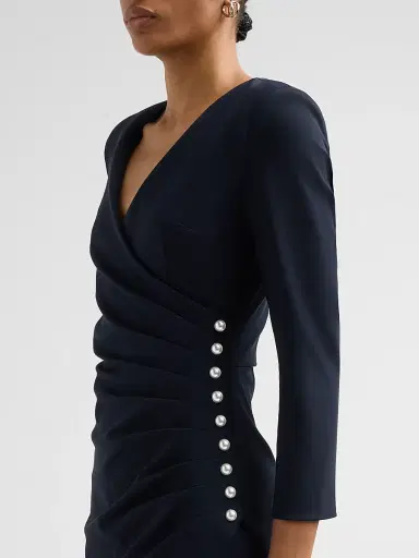 Chiara Boni La Petite Robe Women's Wiesa Gathered Long-Sleeve Gown - Dark Midnight | Thumbnail 5