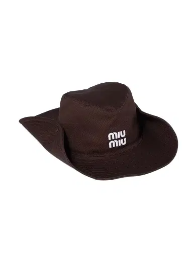 Miu Miu Women's Drill Cowboy Hat - Brown | Thumbnail 1