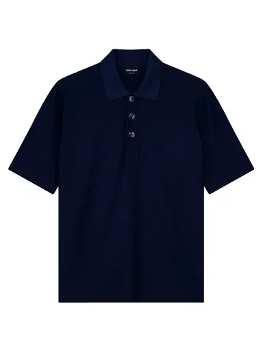 Giorgio Armani Men's Seersucker Polo Shirt - Midnight Blue - Size XL | Thumbnail 1