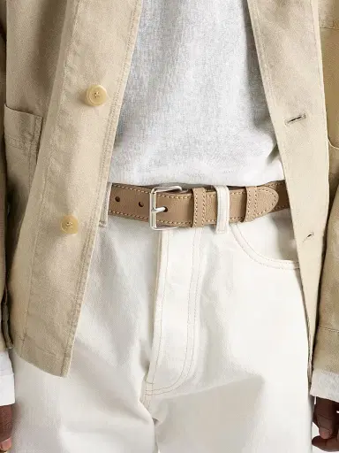 Prada Men's Nubuck Leather Belt - Beige Khaki | Thumbnail 2