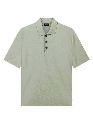 Giorgio Armani Men's Seersucker Polo Shirt | Thumbnail 1 Giorgio Armani Men's Seersucker Polo Shirt | Thumbnail 1