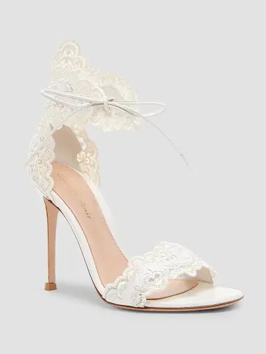 Gianvito Rossi Women's Evie 105MM Lace & Leather Sandals | Thumbnail 2 Gianvito Rossi Women's Evie 105MM Lace & Leather Sandals | Thumbnail 2