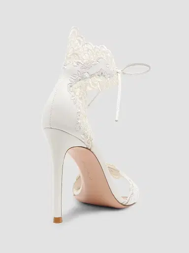 Gianvito Rossi Women's Evie 105MM Lace & Leather Sandals | Thumbnail 3 Gianvito Rossi Women's Evie 105MM Lace & Leather Sandals | Thumbnail 3