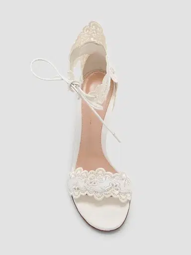 Gianvito Rossi Women's Evie 105MM Lace & Leather Sandals | Thumbnail 4 Gianvito Rossi Women's Evie 105MM Lace & Leather Sandals | Thumbnail 4
