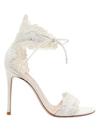 Gianvito Rossi Women's Evie 105MM Lace & Leather Sandals | Thumbnail 1 Gianvito Rossi Women's Evie 105MM Lace & Leather Sandals | Thumbnail 1