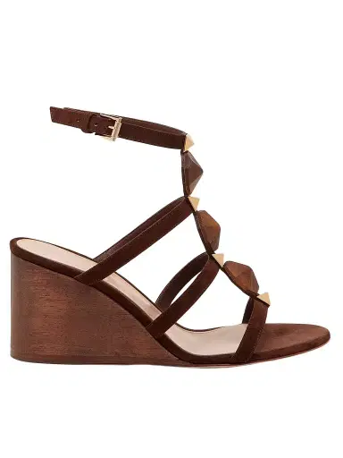 Gianvito Rossi Women's 70MM Beaded Suede Wedges - Brown - Size 12 | Thumbnail 1