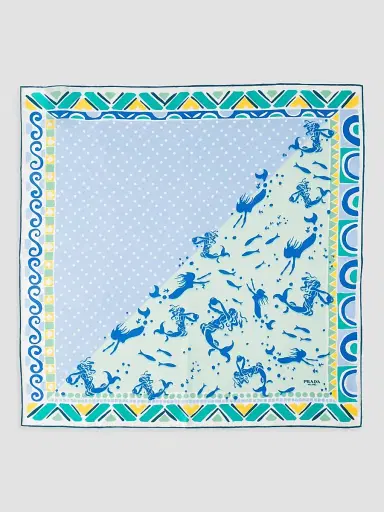 Prada Women's Printed Silk Twill Scarf | Thumbnail 3 Prada Women's Printed Silk Twill Scarf | Thumbnail 3