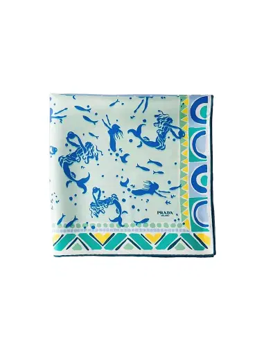 Prada Women's Printed Silk Twill Scarf | Thumbnail 1 Prada Women's Printed Silk Twill Scarf | Thumbnail 1