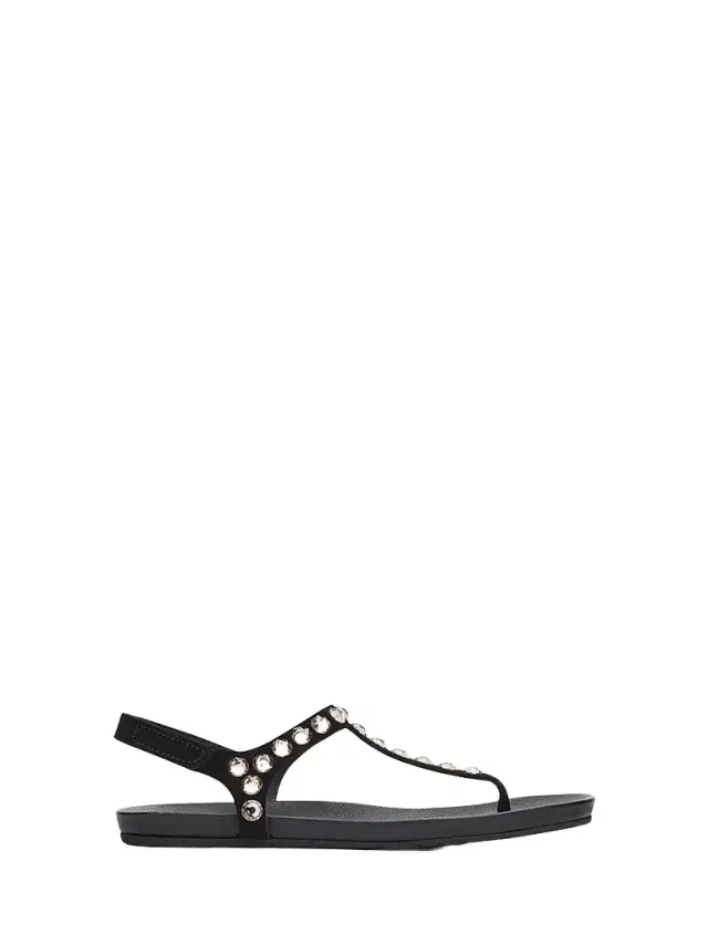 Pedro Garcia Women's Judith Embellished Suede T-Strap Sandals - Black Castoro Greige