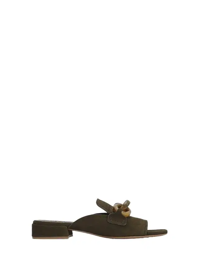 Pedro Garcia Women's Enna Chain Link Suede Mules - Gator Plush Suede