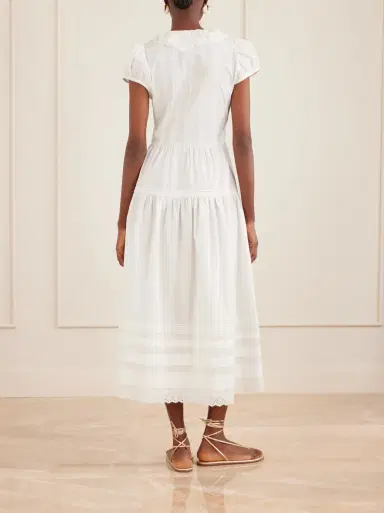 DÔEN Eliette ruffled brodeire anglaise-trimmed organic cotton midi dress | Thumbnail 3 DÔEN Eliette ruffled brodeire anglaise-trimmed organic cotton midi dress | Thumbnail 3