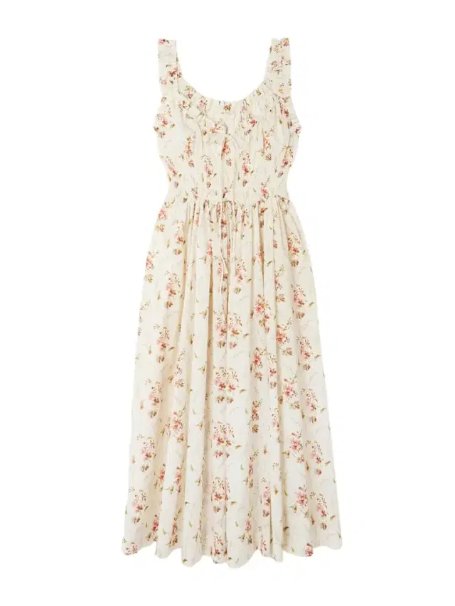 DÔEN Emmaretta tie-detailed shirred floral-print organic cotton midi dress