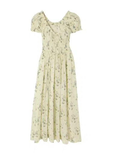 DÔEN Ashlynn tie-detailed shirred floral-print organic cotton-voile midi dress | Thumbnail 1 DÔEN Ashlynn tie-detailed shirred floral-print organic cotton-voile midi dress | Thumbnail 1