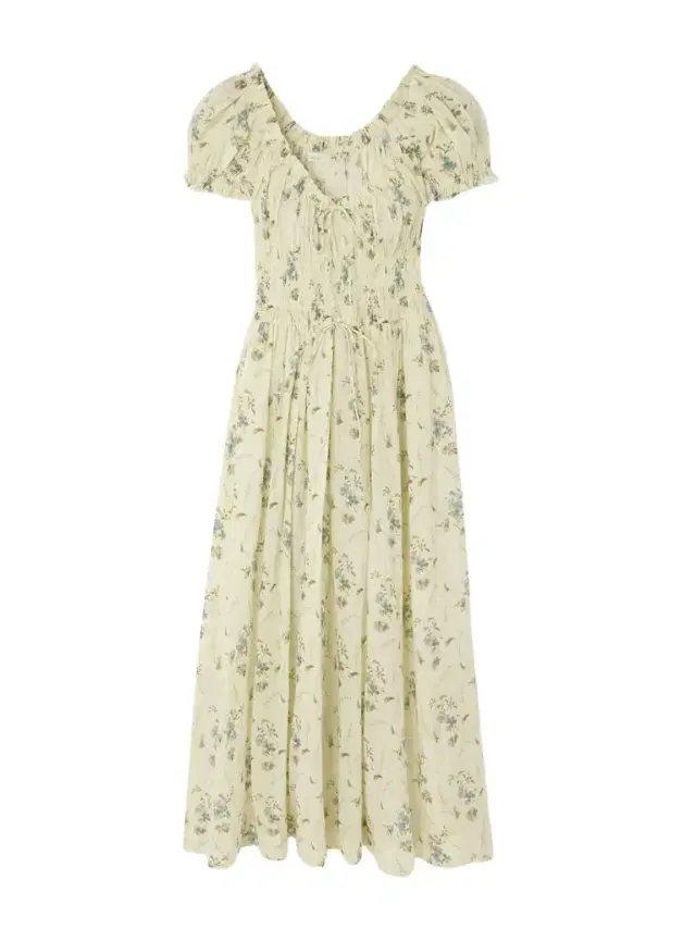 DÔEN Ashlynn tie-detailed shirred floral-print organic cotton-voile midi dress