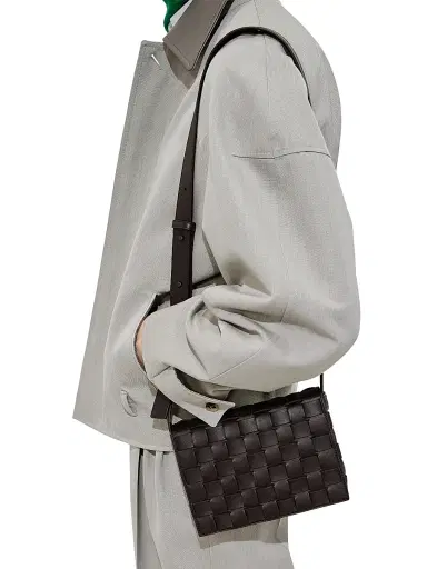 Bottega Veneta Men's Intrecciato Leather Messenger Bag - Black Silver Black | Thumbnail 3 Bottega Veneta Men's Intrecciato Leather Messenger Bag - Black Silver Black | Thumbnail 3