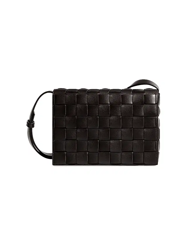 Bottega Veneta Men's Intrecciato Leather Messenger Bag - Black Silver Black
