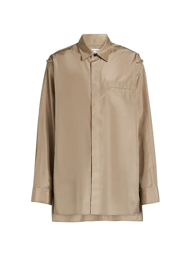 Bottega Veneta Men's Washed Silk Taffeta Overshirt - Tan