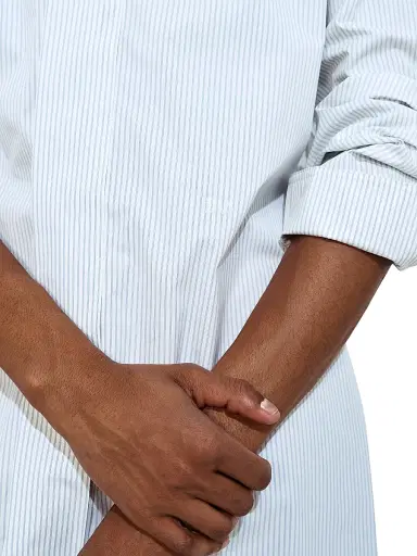 Bottega Veneta Men's Mordeca Striped Cotton Poplin Shirt - White Blue - Size 44 | Thumbnail 4