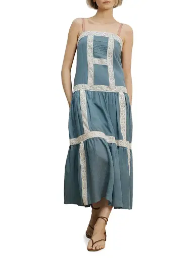 Veronica Beard Women's Mazarine Tiered Midi-Dress | Thumbnail 2 Veronica Beard Women's Mazarine Tiered Midi-Dress | Thumbnail 2
