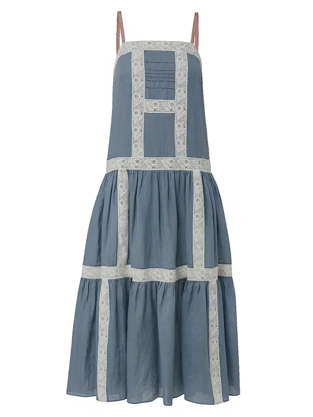Veronica Beard Women's Mazarine Tiered Midi-Dress - Blue Steel